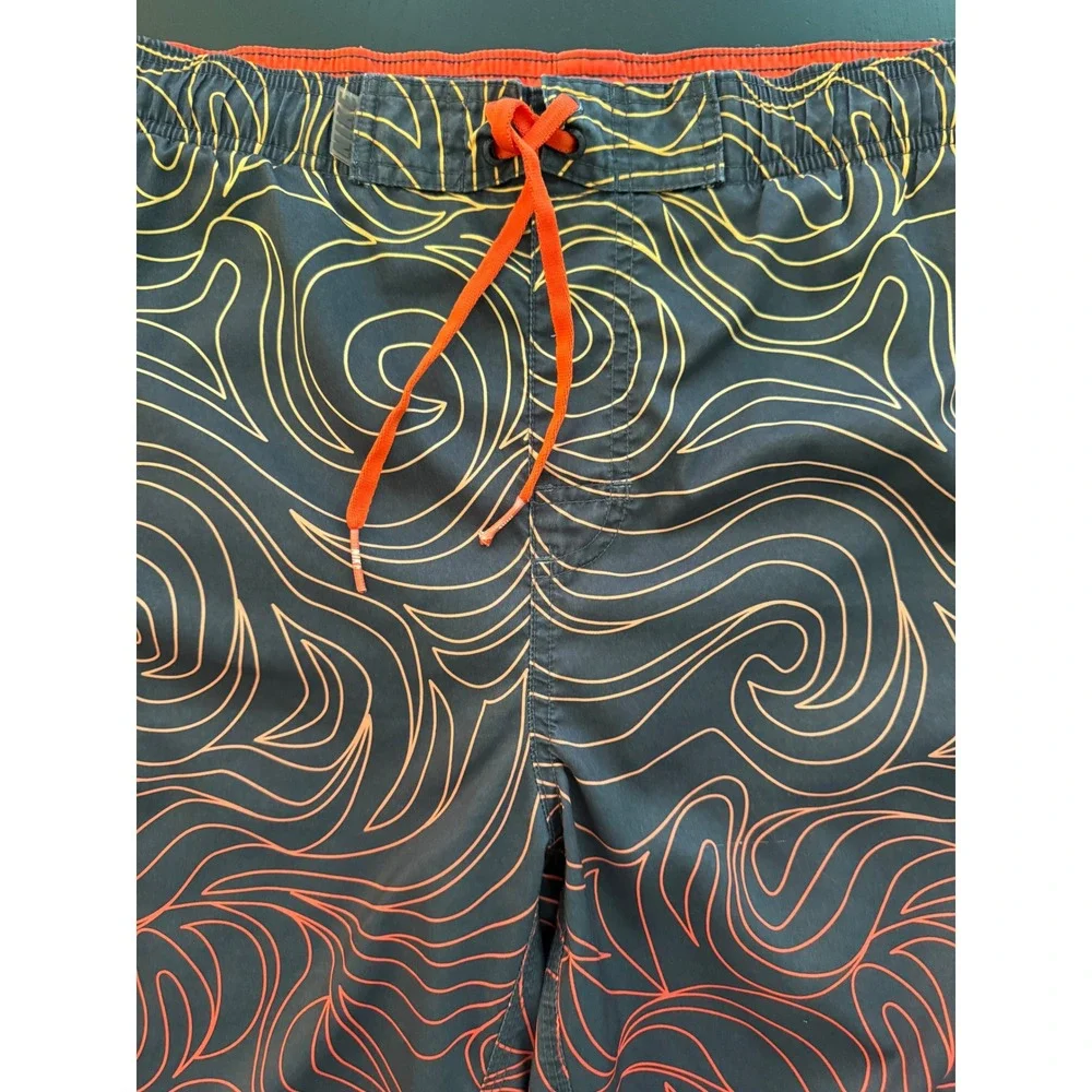Nike Flame Swim Trunk Mens M Black/ Orange Mesh-Lined‎ Board Short Resortwear
